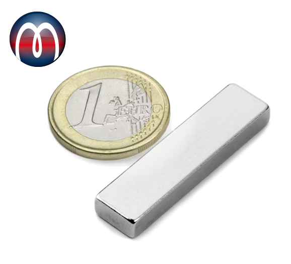 Rectangular Neodymium Block Magnet 40 x 10 x 5 mm N42 Nickel holds 8 0 kg Magnosphere Shop